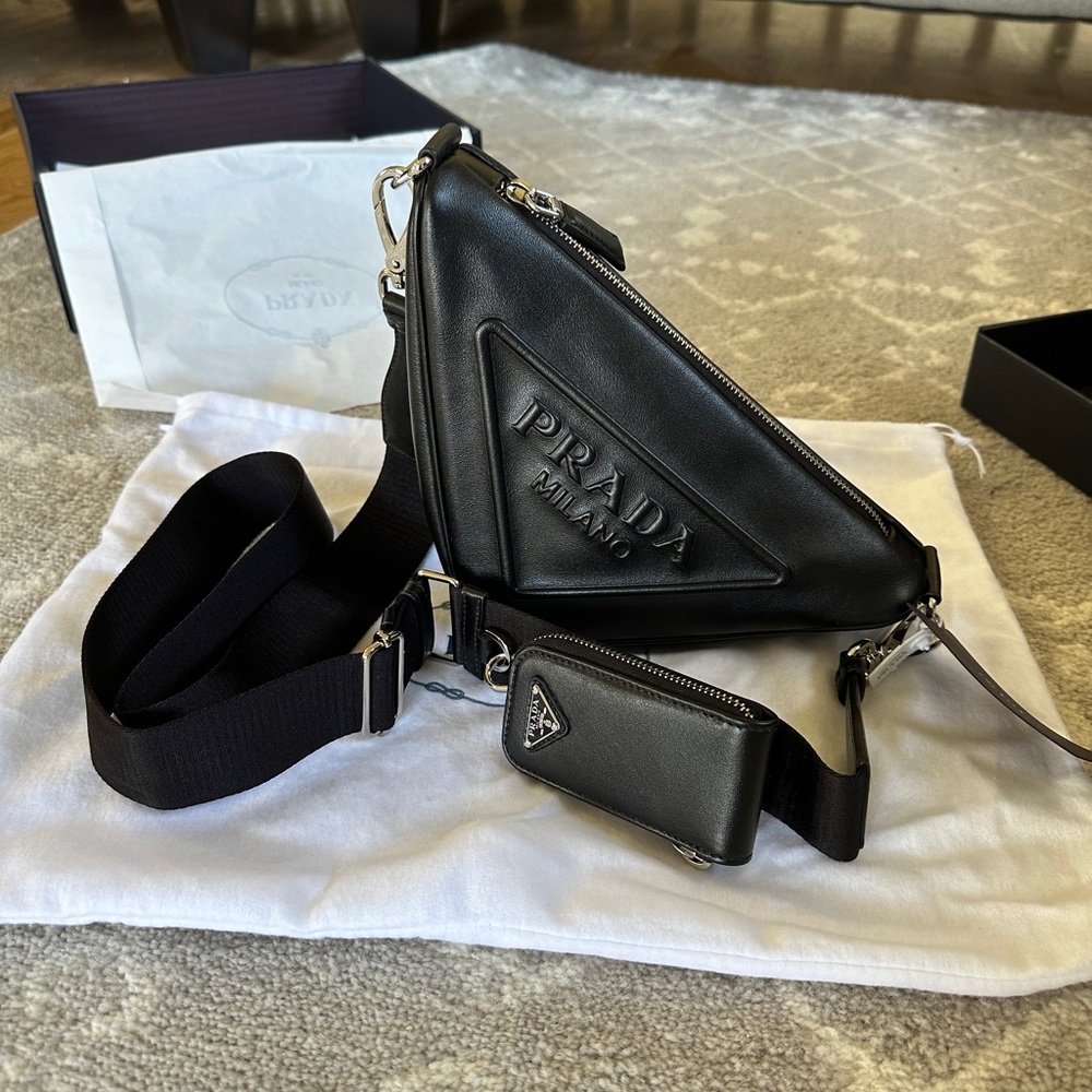 Prada Triangle Crossbody Bag - Leather